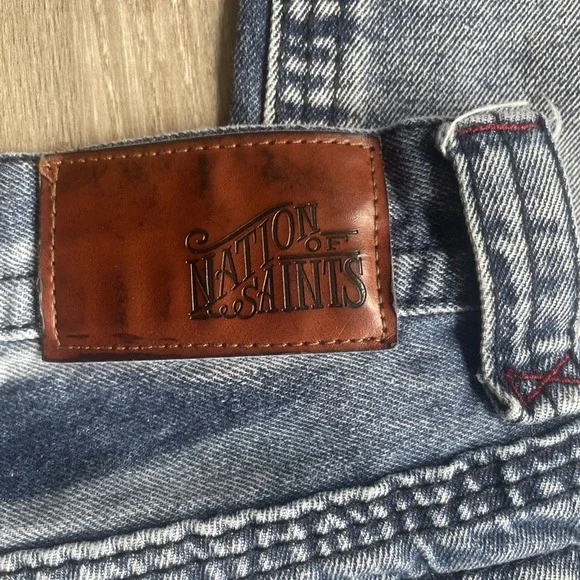 Nation Of Saints Men's Blue Jeans Original Straight Cotton Size 34 x 30 Grunge - Picture 3 of 9